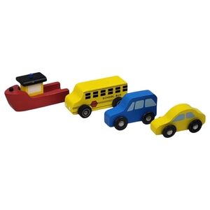 Wooden Toy Vehicles & Boat Lot of 4